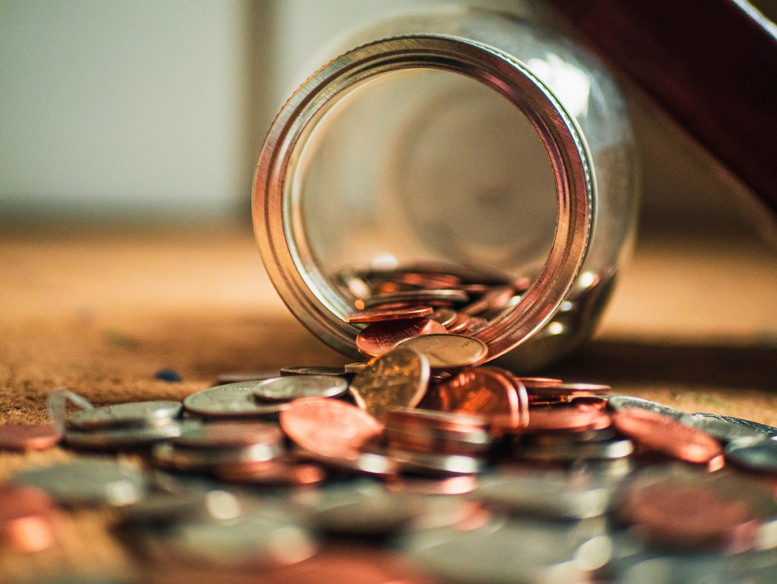 coin jar with coins