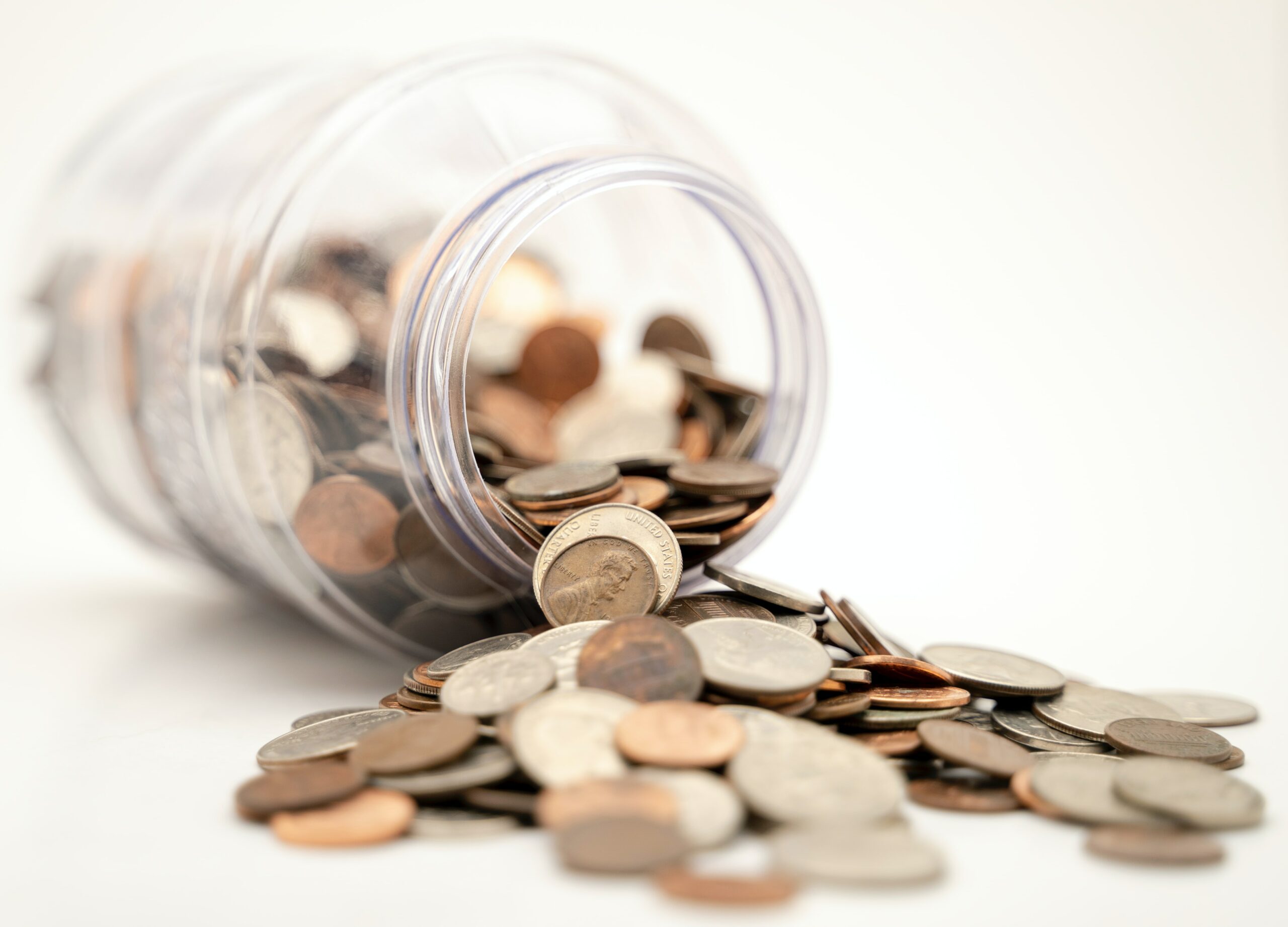 savings jar with coins